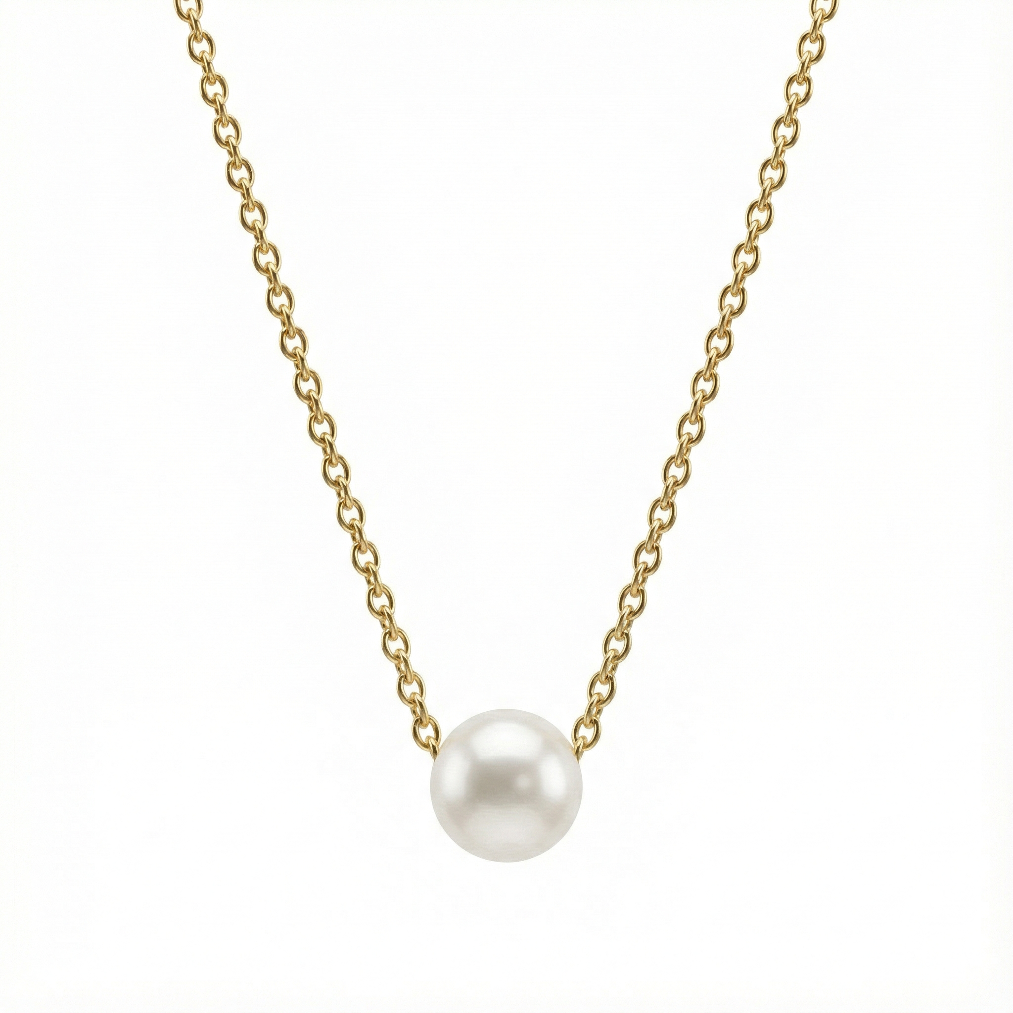 Collier fin doré avec perle centrale de 7 mm