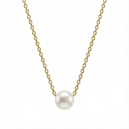 Collier fin doré avec perle centrale de 7 mm