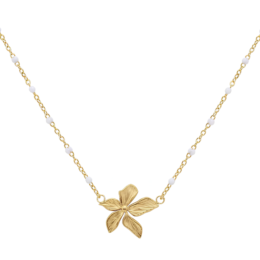 Apportez une touche de grâce naturelle à votre tenue avec ce collier fleur dorée en acier inoxydable, orné de perles blanches discrètes. L’orchidée, symbole de féminité, de rareté et d’élégance, s’invite ici dans un bijou fin et raffiné.

Matériau : Acier inoxydable doré, hypoallergénique, résistant à l’eau et à l’oxydation, avec perles nacrées.