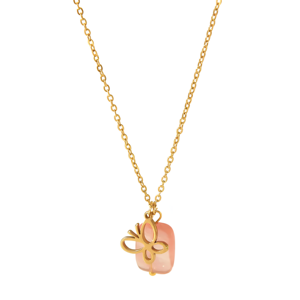 Ce collier papillon en acier inoxydable doré, orné d’une pierre rose pastel, incarne la transformation positive et la féminité lumineuse. Un bijou délicat, léger, et rempli de symbolique.

Matériau : Acier inoxydable doré, pierre synthétique rose, hypoallergénique, résistant à l’eau et à l’oxydation.
