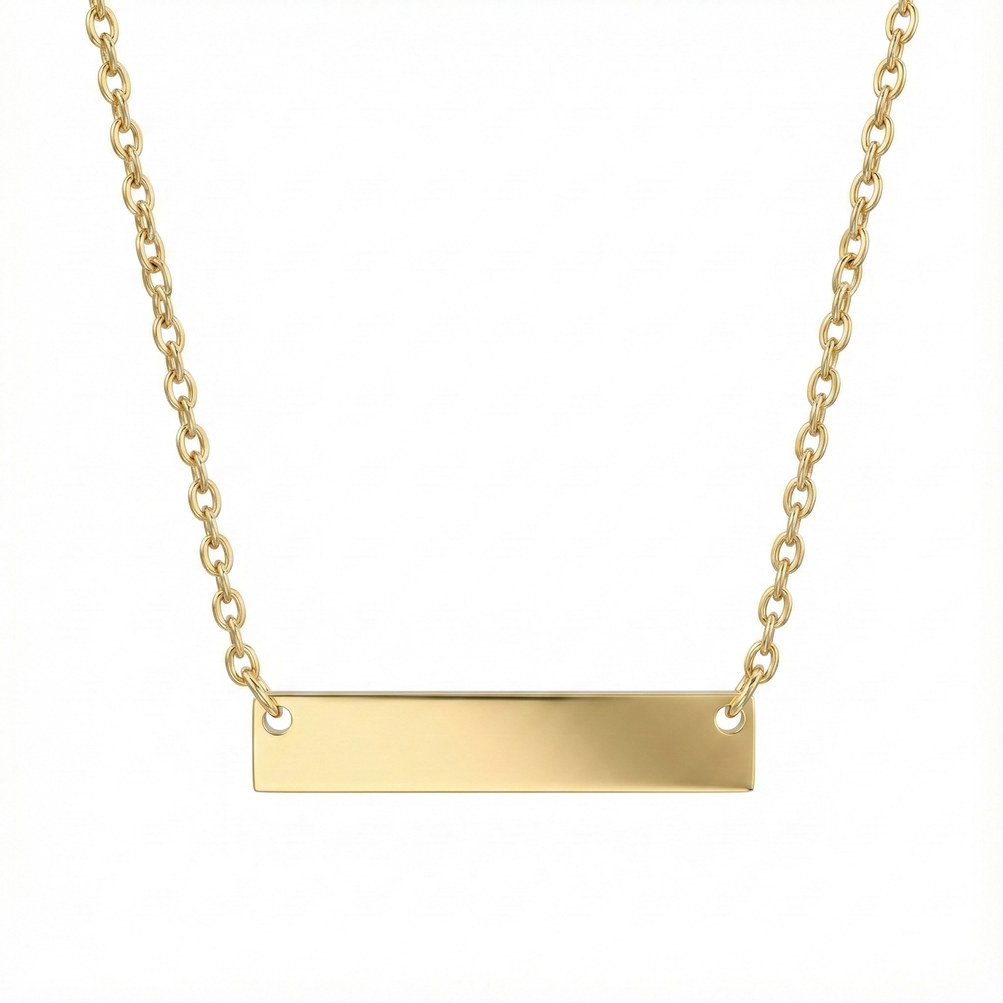 Collier plaque rectangulaire minimaliste en acier inoxydable doré