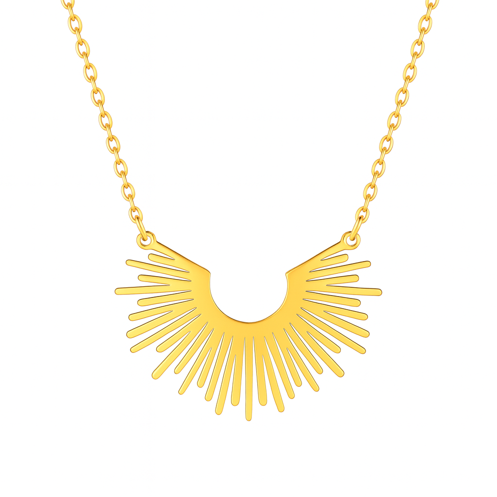 Collier Acier Inoxydable Doré Rayons du Soleil