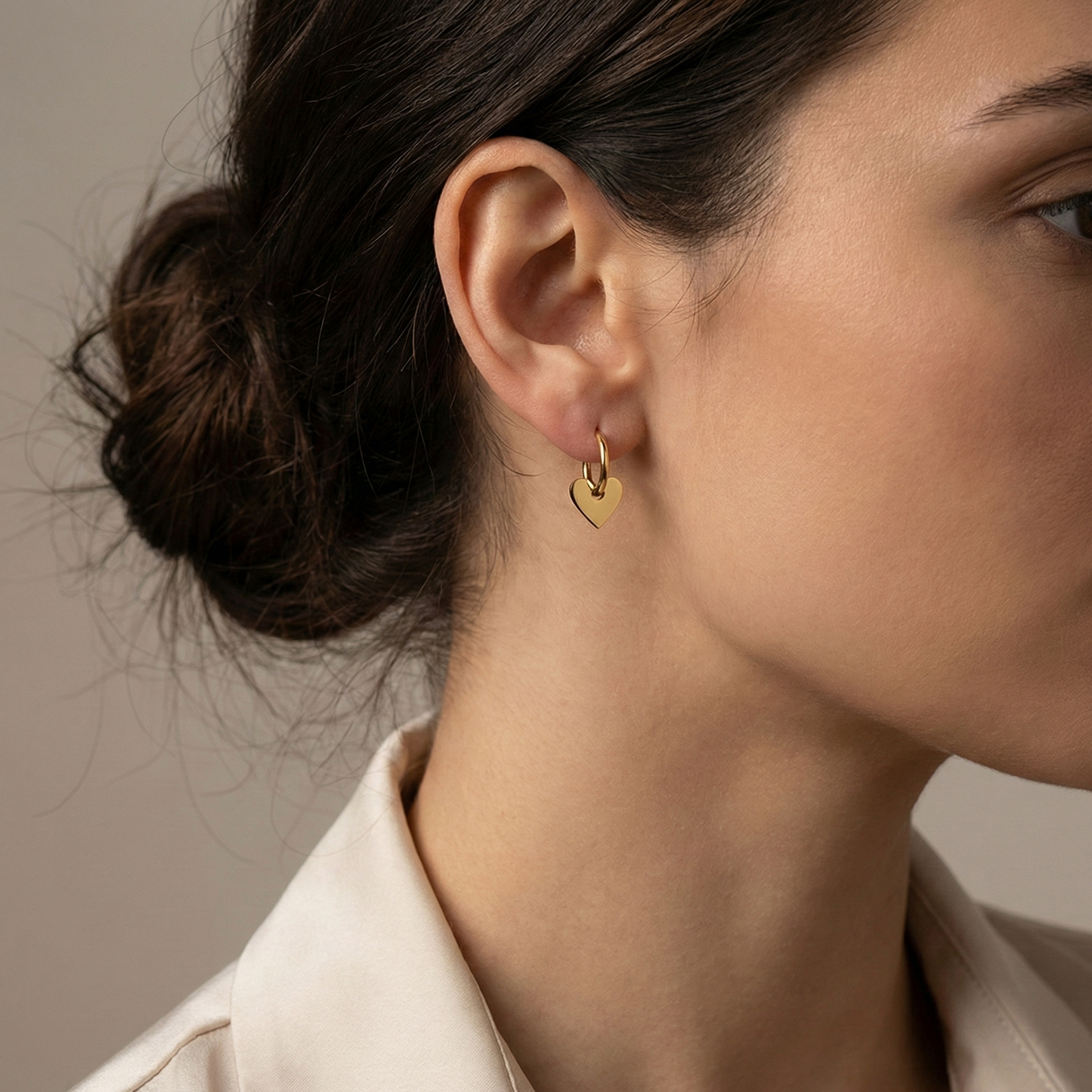 Créoles cœur dorées pendantes en acier inoxydable