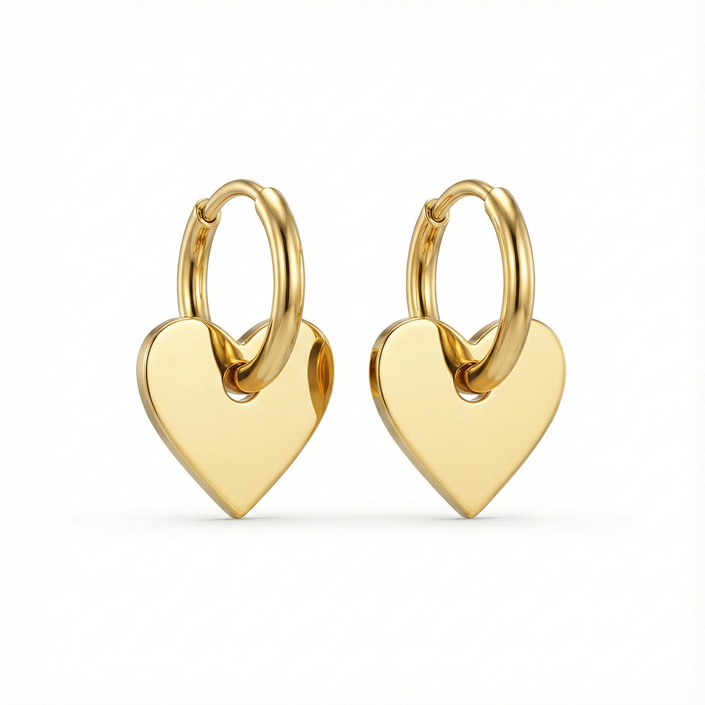 Créoles cœur dorées pendantes en acier inoxydable