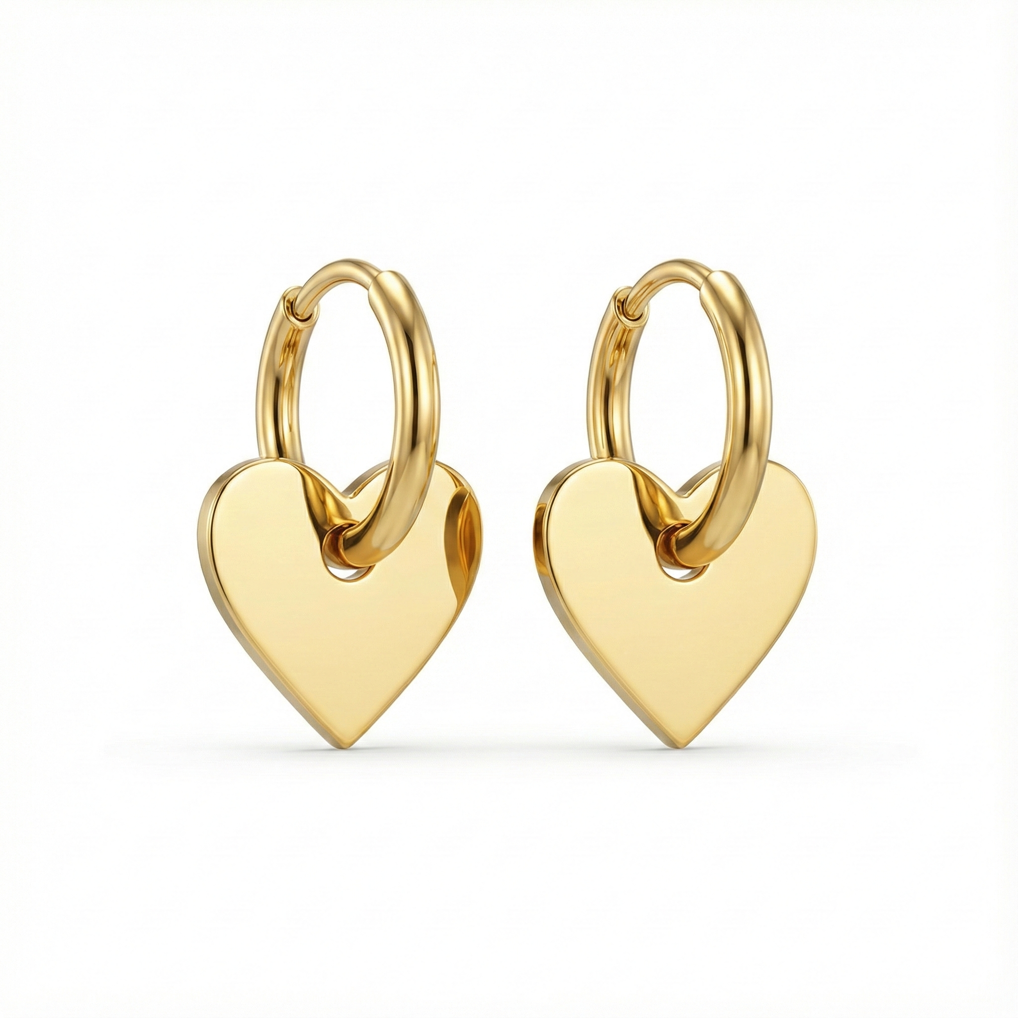 Créoles cœur dorées pendantes en acier inoxydable
