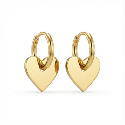 Créoles cœur dorées pendantes en acier inoxydable