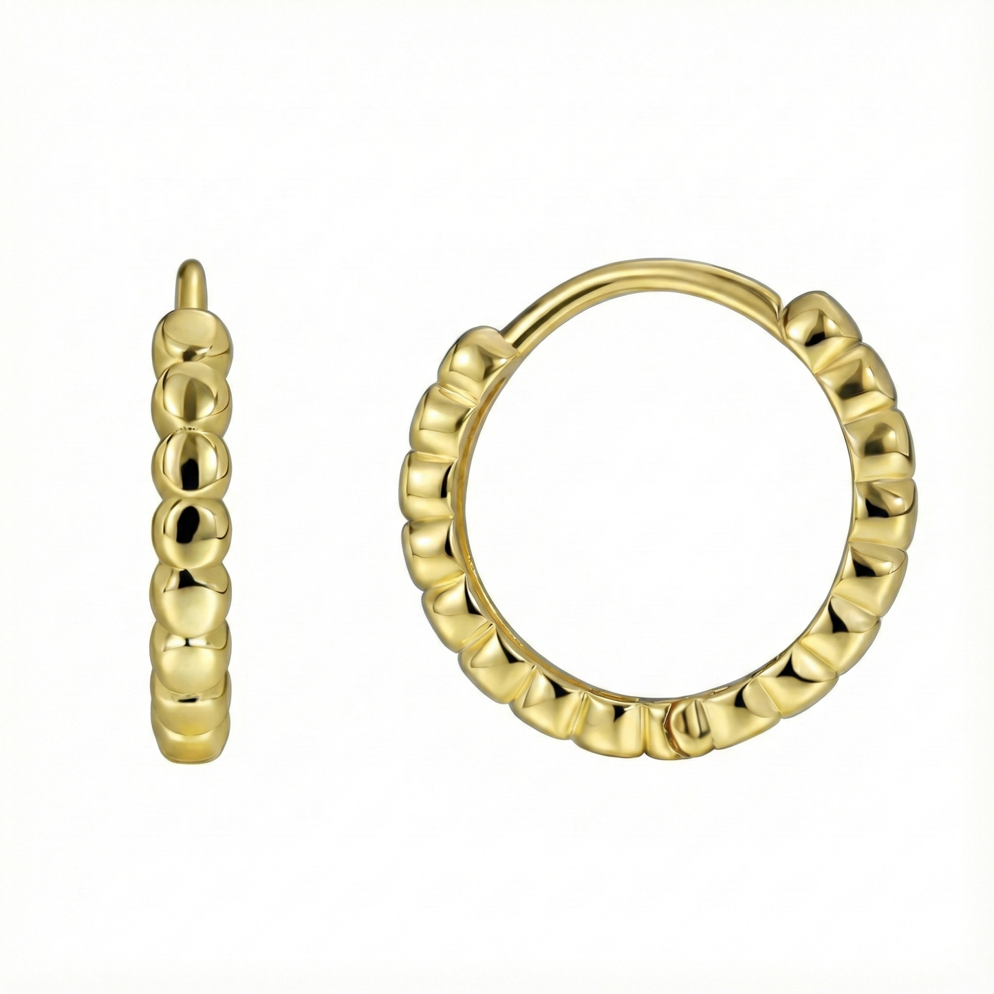 Créoles doré à l’or 18k effet perlé texturé