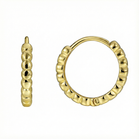 Créoles doré à l’or 18k effet perlé texturé