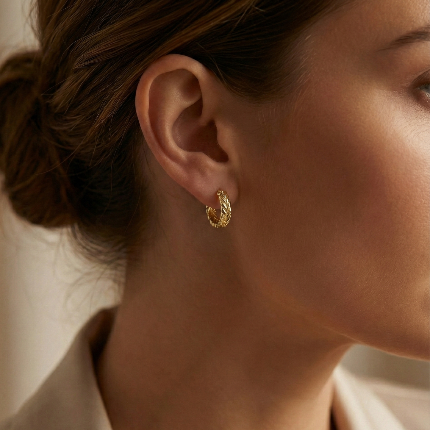 Créoles doré à l’or 18k motif tressé sculpté