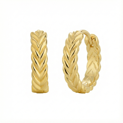 Créoles doré à l’or 18k motif tressé sculpté