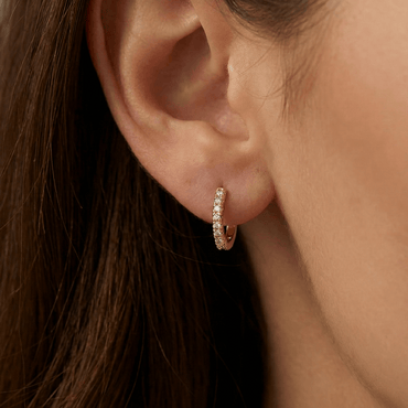 Créoles dorées or 18k serties de zircons brillants