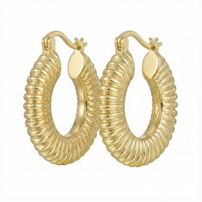 Créoles ondulées dorées or 18k style vintage