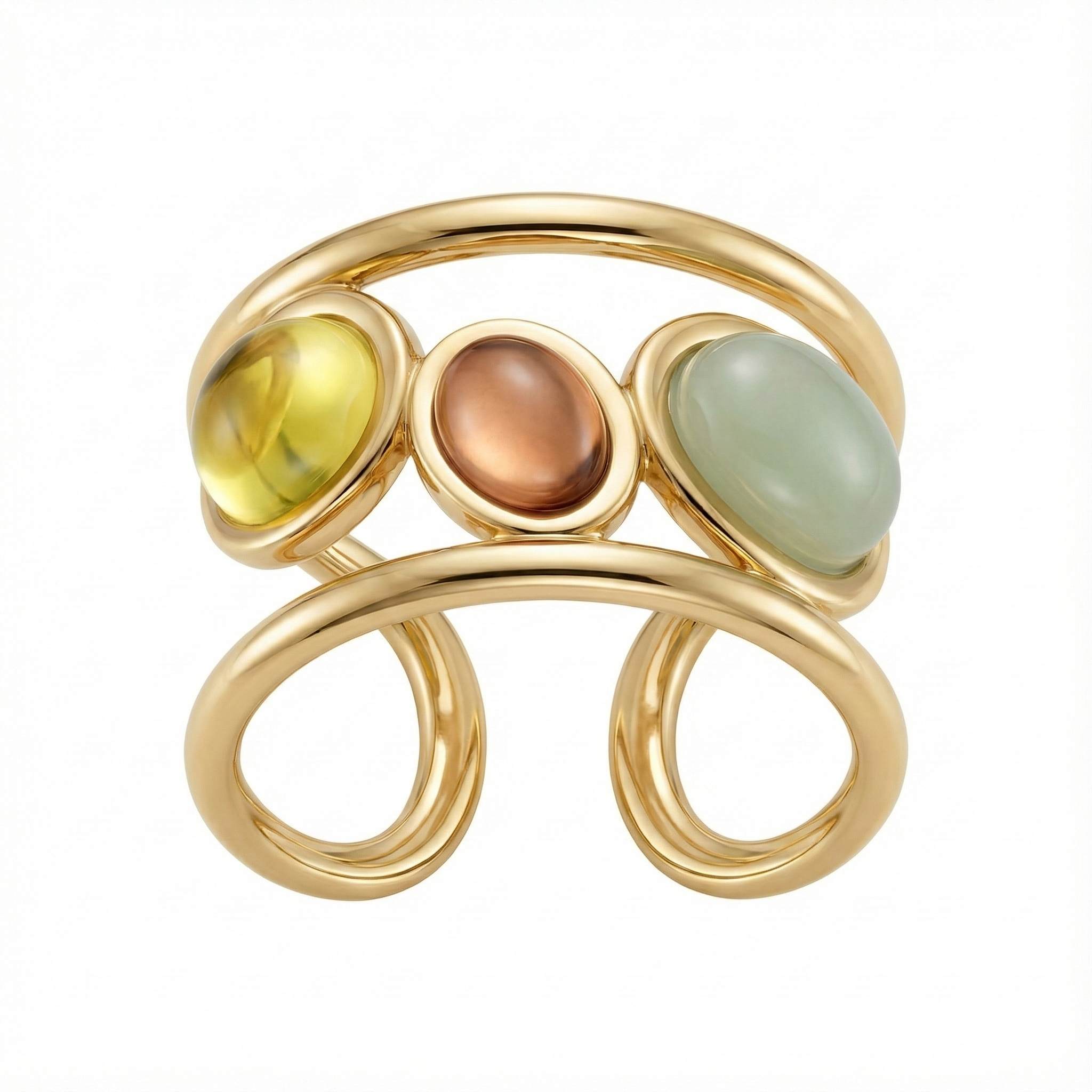 Détail des trois perles colorées sur bague acier inoxydable