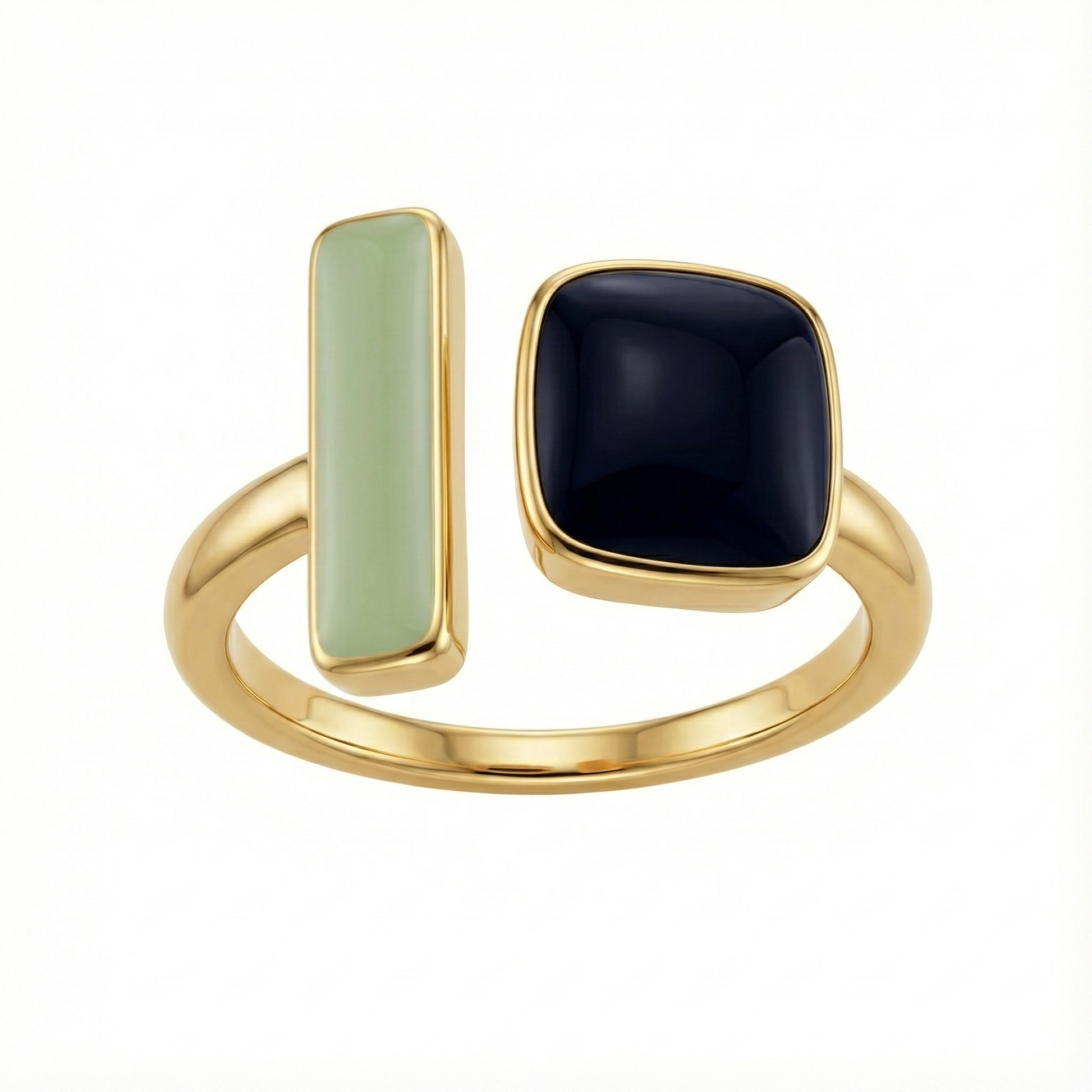 Détail bague ouverte contemporaine acier inoxydable