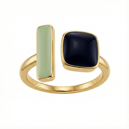 Détail bague ouverte contemporaine acier inoxydable