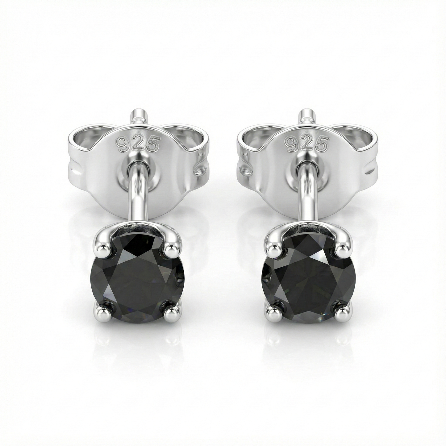 Détail zircon noir 3 mm sur monture argent 925