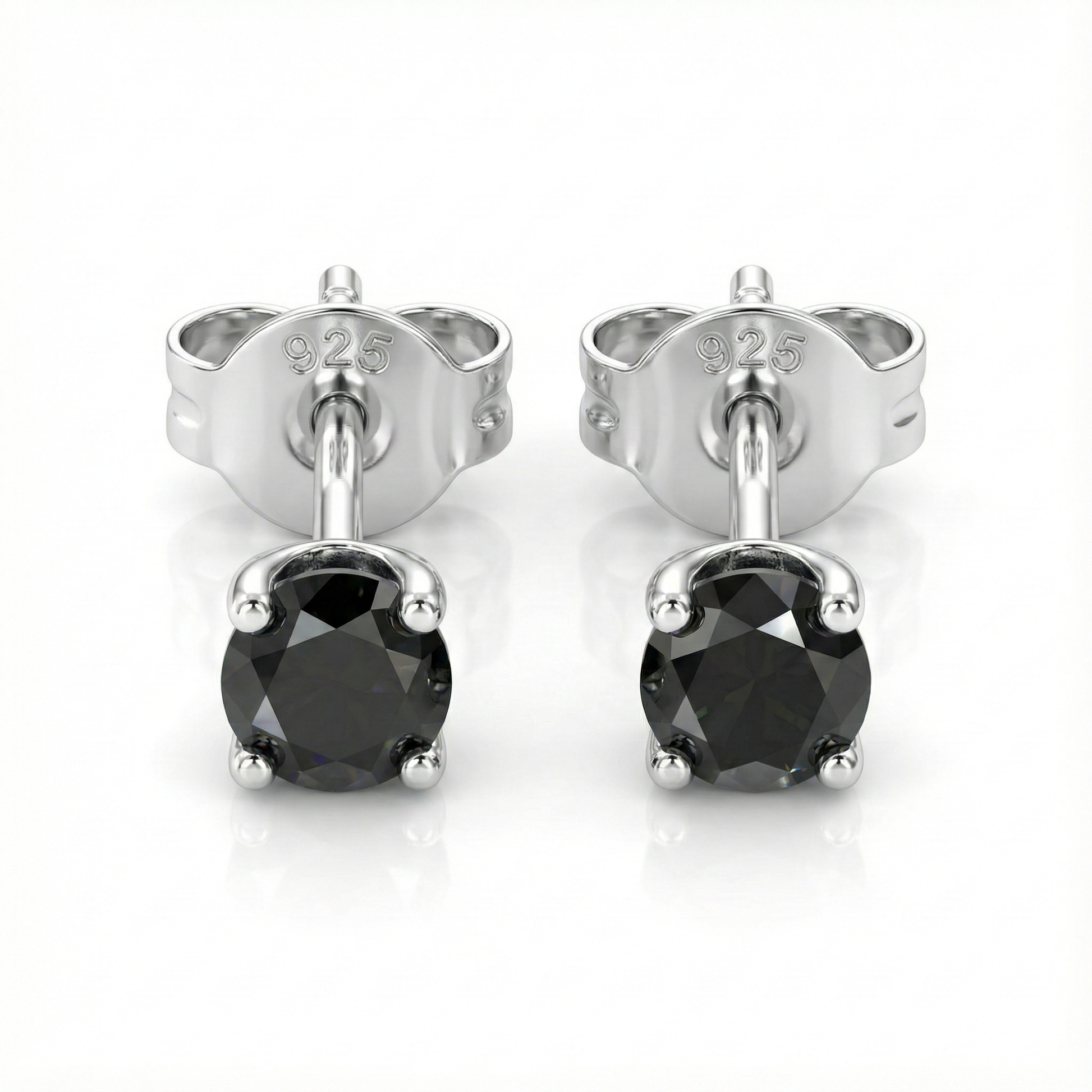 Détail zircon noir 3 mm sur monture argent 925