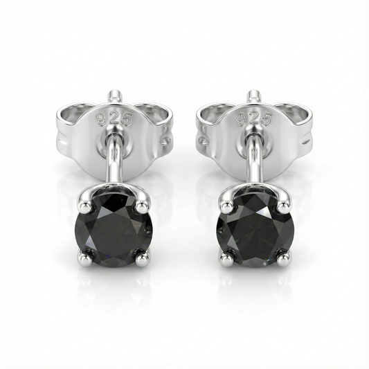 Détail zircon noir 3 mm sur monture argent 925