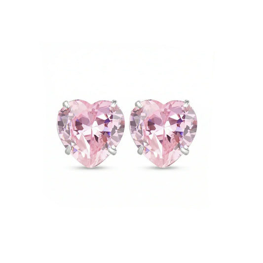 gros plan boucles d’oreilles clous argent 925 zircon rose bijou féminin