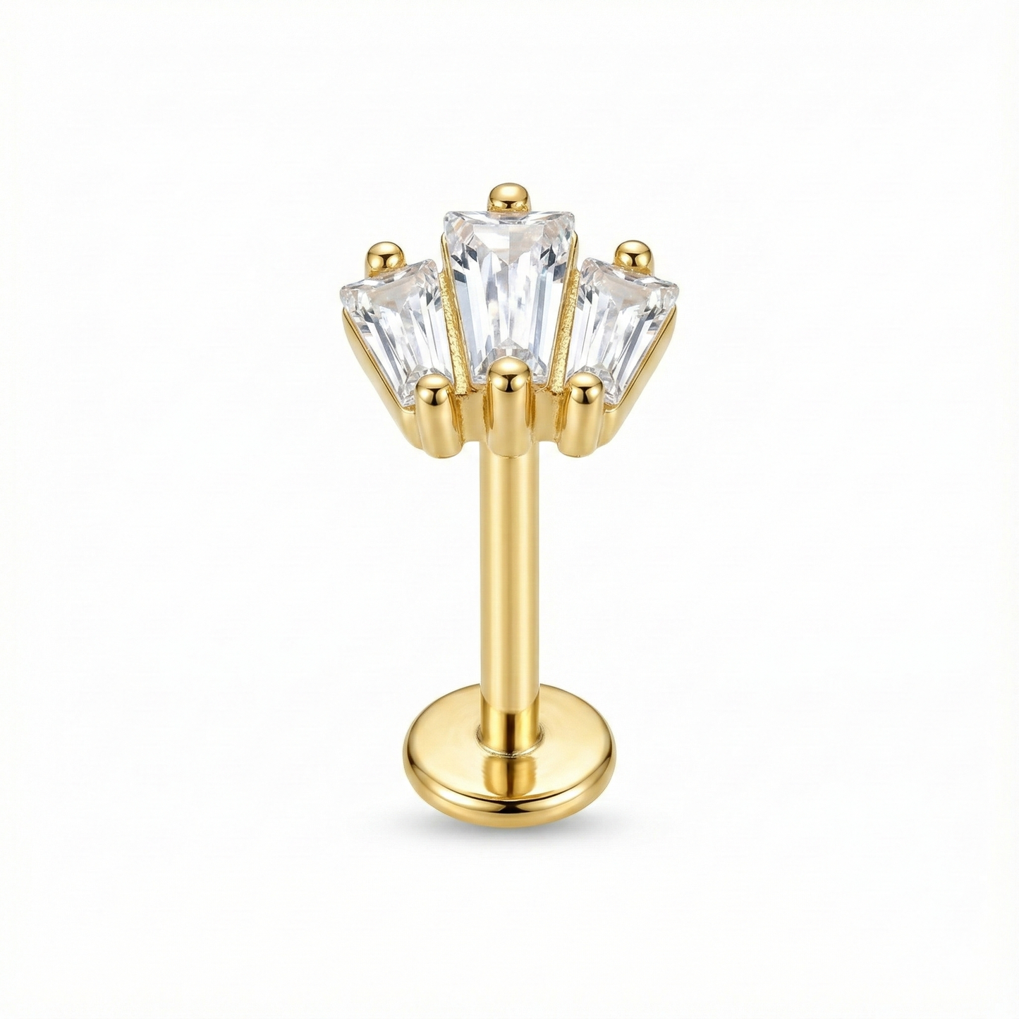 Mono boucle d'oreille vendue à l'unité forme petite couronne de princesse, en argent 925 doré à l'or fin.