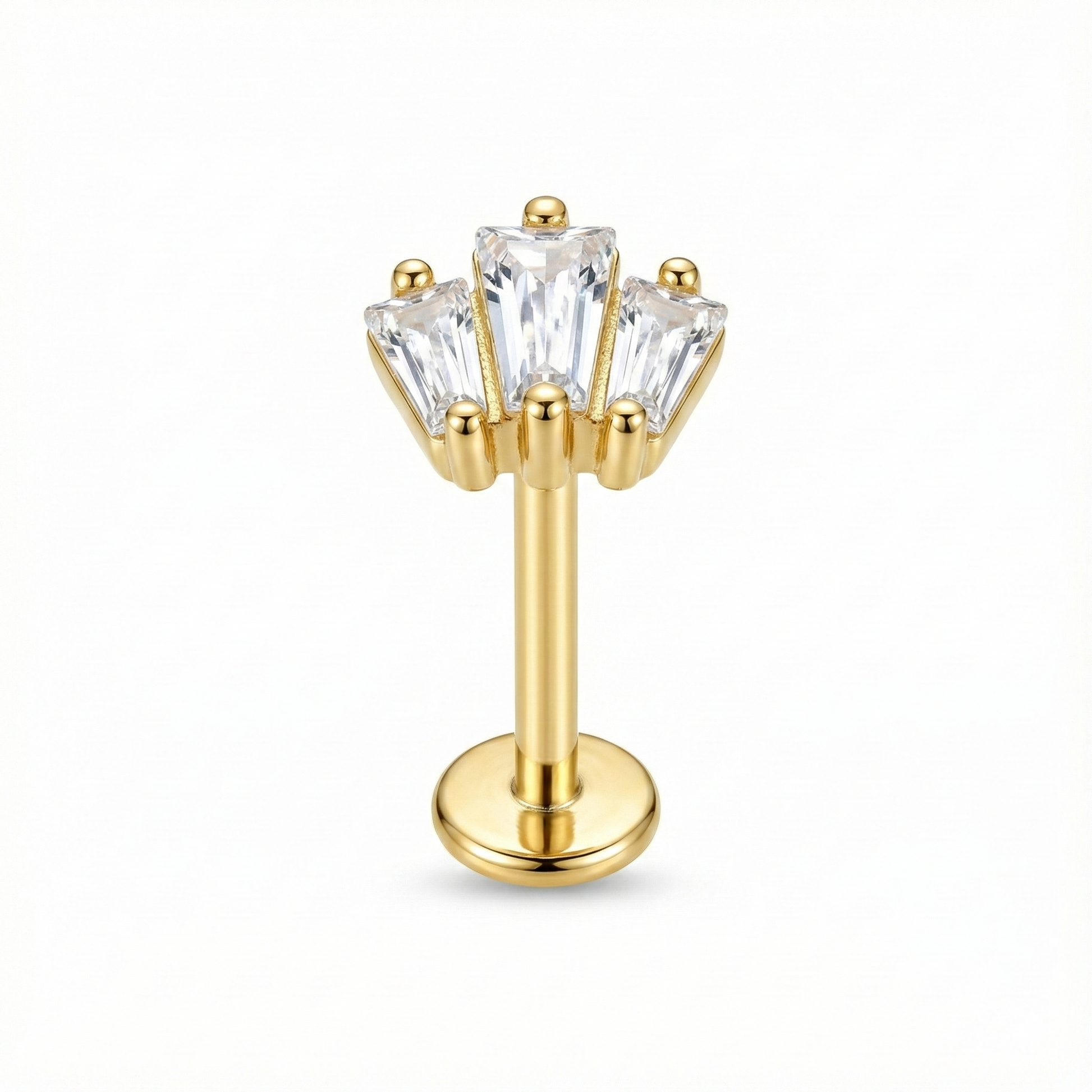 Mono boucle d'oreille vendue à l'unité forme petite couronne de princesse, en argent 925 doré à l'or fin.