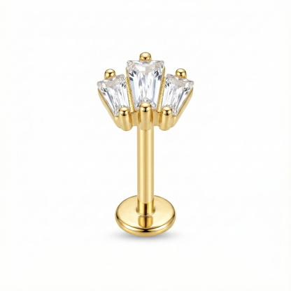 Mono boucle d'oreille vendue à l'unité forme petite couronne de princesse, en argent 925 doré à l'or fin.