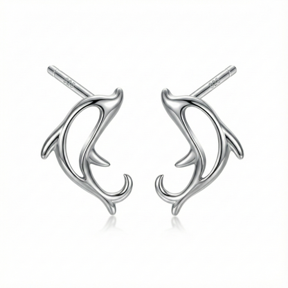 Paires de puces d'oreilles motif dauphin ajouré (silhouette) en argent 925 sterling brillant