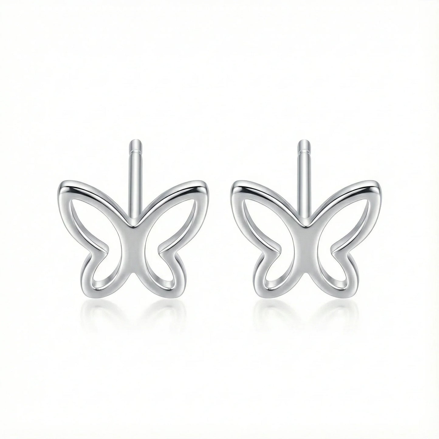 Paires de puces d'oreilles papillon ajouré en argent 925 sterling (massif), design minimaliste et brillant