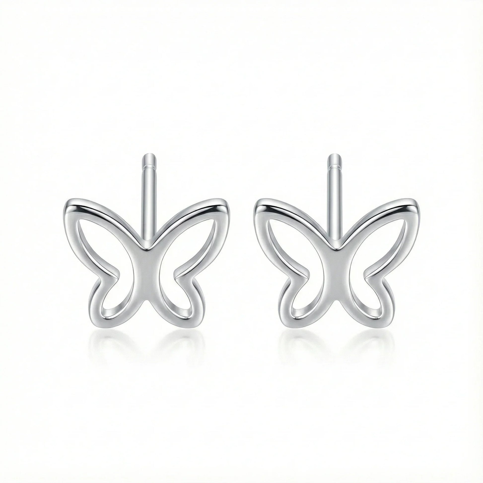 Paires de puces d'oreilles papillon ajouré en argent 925 sterling (massif), design minimaliste et brillant