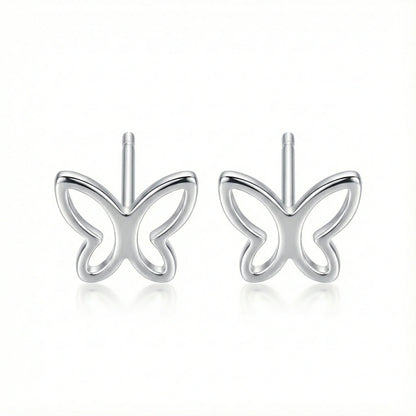 Paires de puces d'oreilles papillon ajouré en argent 925 sterling (massif), design minimaliste et brillant